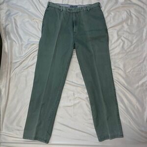 Peter Millar Mens Chino Pants Green Flat Front Classic Fit Size 34 x 30